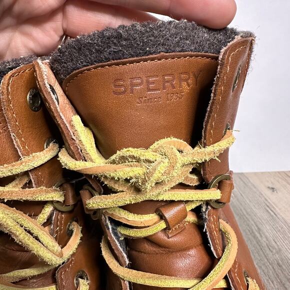 Sperry Men's Cold Bay Duck Boots Tan Leather Waterproof Insulated Vibram Sole 8 - Picture 4 of 11